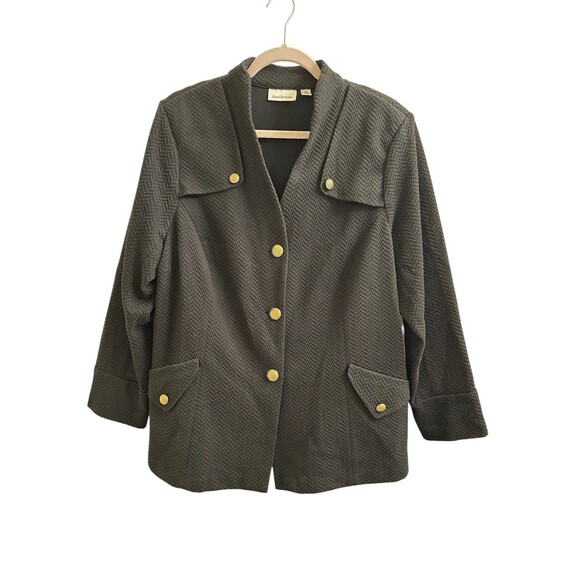 VTG Joan Rivers Knit Jacket Gold Buttons Black 2X Career Office Core - Picture 1 of 6
